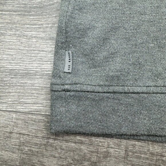 Ted Baker London 'Valerio' Quarter Zip Pullover Mens 4 Large Gray Sweater Preppy - Picture 7 of 13